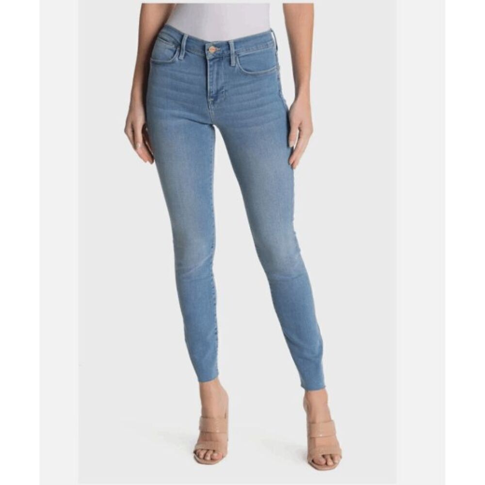 FRAME Le High‎ Skinny Jeans Europa Wash Raw Hem Stretch Size 31